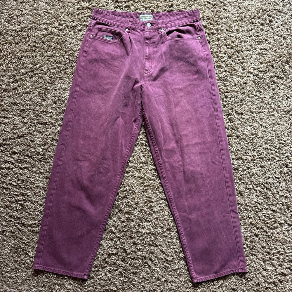 Men’s HUF Cromer Washed Pants. Burgundy. Size 34.